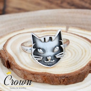 Cat Ring, Cat Animal Ring, Huisdieren Ring, Cat Lover's Ring, Handgemaakte 925 Sterling Silver Ring, Sierlijke Cat Silver Ring, Cadeau voor Cat Lover's