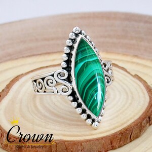 Malachite Ring, 925 Sterling Silver Ring, Handmade Ring, Statement Ring, Filigree Ring, Women Ring, Anniversary Gift, Christmas Gift Ring