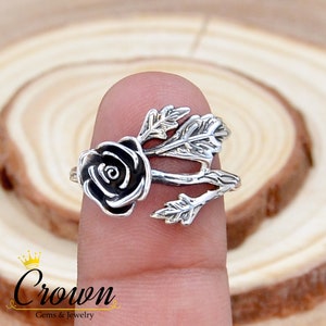 Sterling Silver Rose Ring: Floral Twig Promise Ring