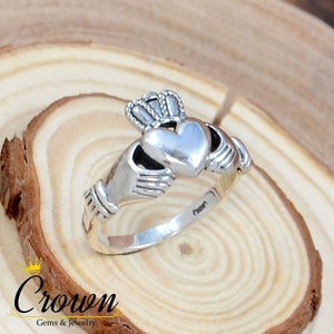 Claddagh Ring, Irish Claddagh Ring, Heart Crown Ring, Unisex Ring, 925 Sterling Silver Claddagh Ring, Bohemian Ring, Gift for Fiance Girl