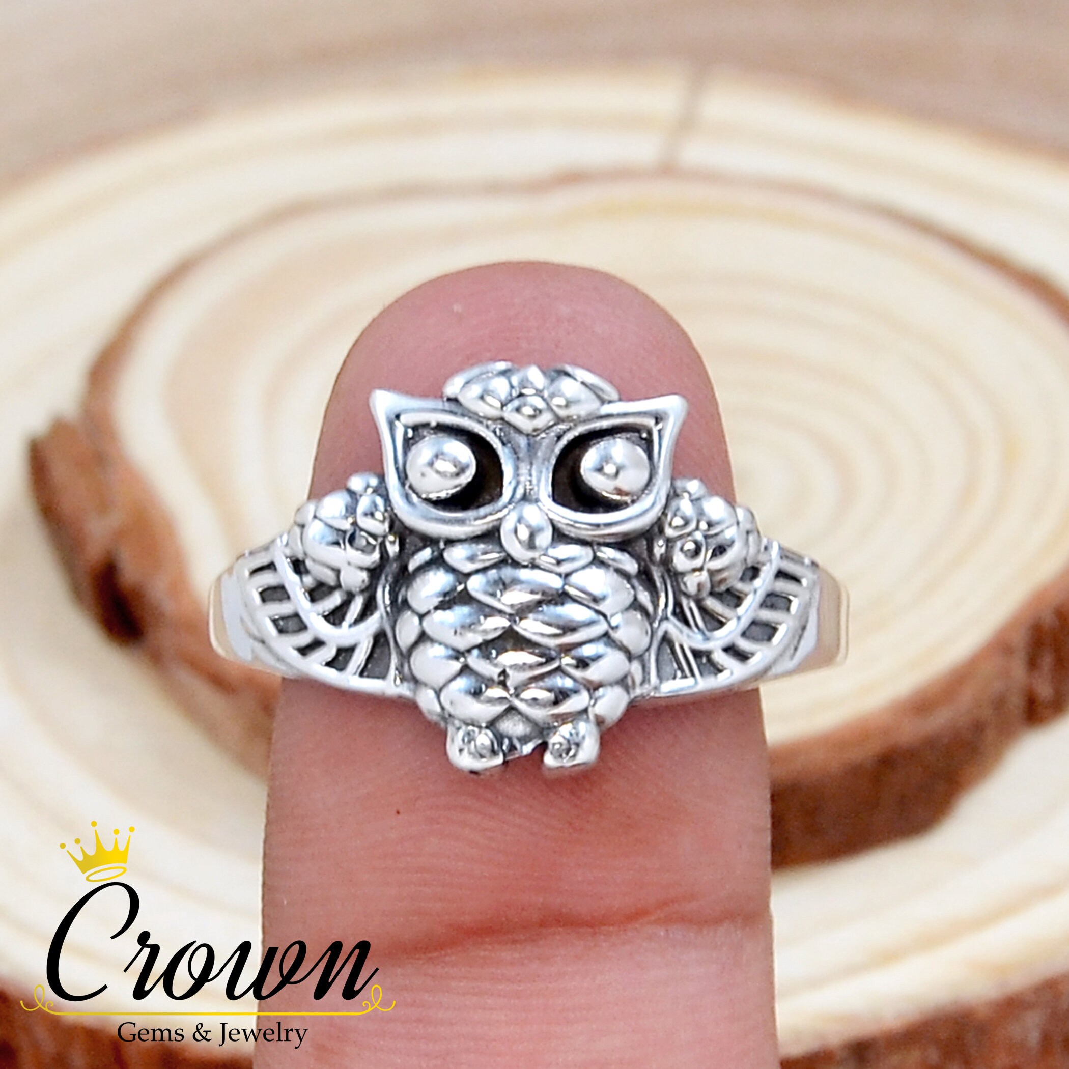 Handmade Sterling Silver Owl Ring: Bohemian Animal Jewelry - Etsy