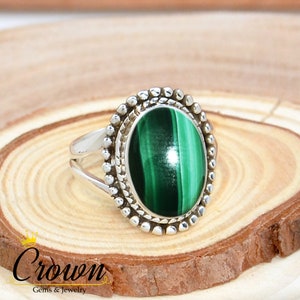 Malachite Ring, Women Ring, 925 Sterling Silver Ring, Bohemian Ring, Hippie Ring, Dainty Ring, Anniversary Ring, Handmade Silver Jewelry