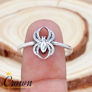 Handmade Sterling Silver Spider Ring: Boho Hippie Jewelry