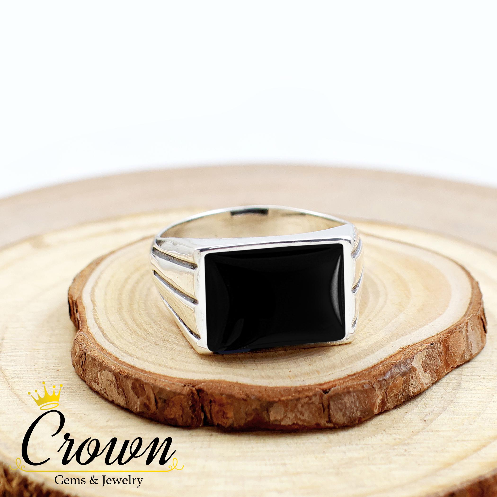 Black Onyx Men's Signet Ring: Rectangle 925 Sterling Silver - Etsy