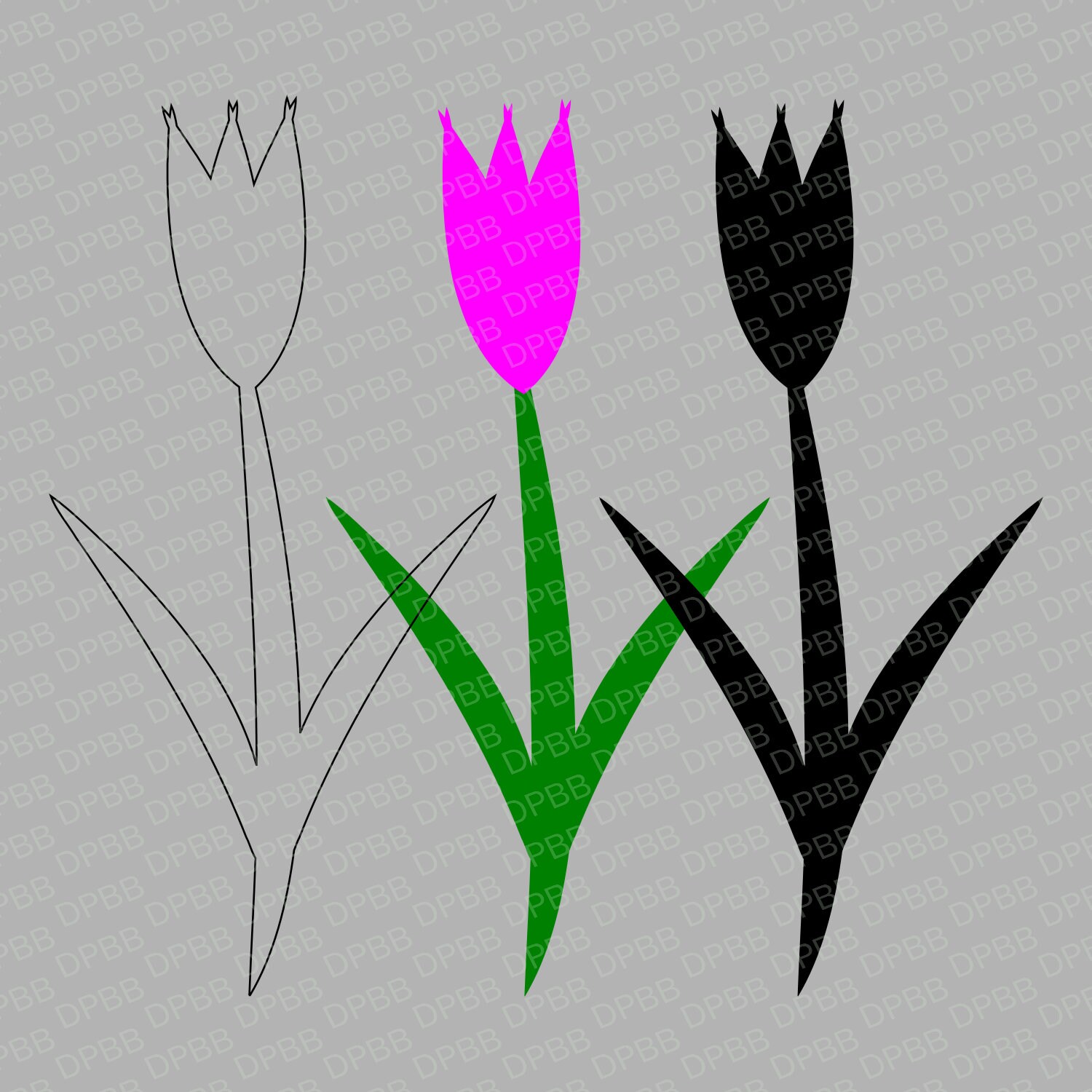 Tulip PNG, Tulip Clipart, Cartoon Flower, Single Stem Flower, Spring