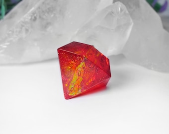 Fire Resin Ombre Necklace, Red Orange Yellow Summer Pendulum, Autumn Witch Pendant, Hippie Boho Flame Keychain, Gift for Him, Gift for Her