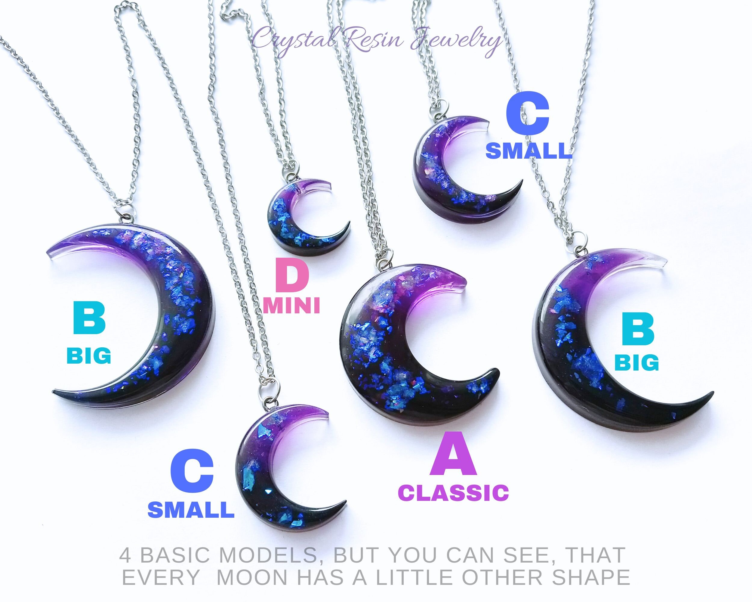 Black Purple Violet Crescent Moon Necklace, Half Moon Choker