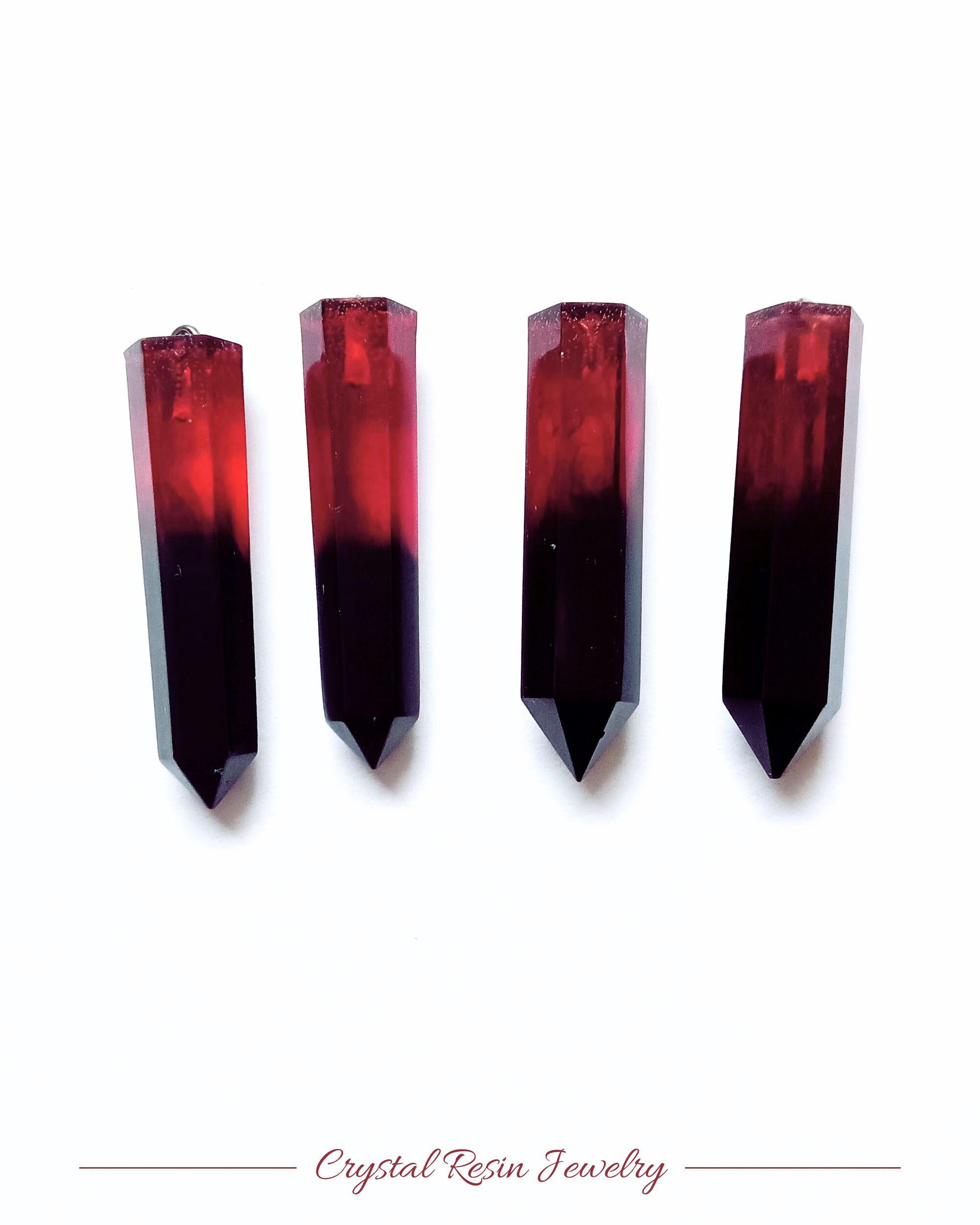 Red Black Gradient Necklace, Resin Crystal Necklace Blood
