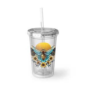 Bee In Good Spirit Butterfly Acrylic Cup, Stylish Drink Tumbler, Summer Refreshments, Gift for Nature Lovers, Eco-Friendly Hydration
