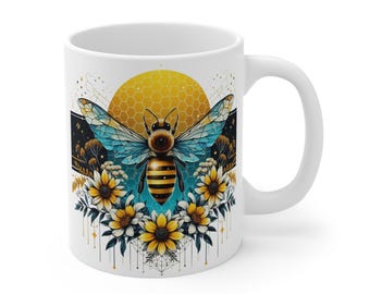 Bee Mug | Floral Coffee Cup | Gift for Nature Lovers