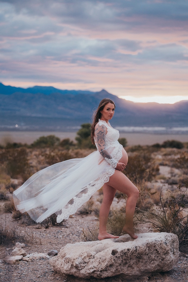 MATERNITY gown boudoir dress lace GOWN for pregnancy photo Etsy