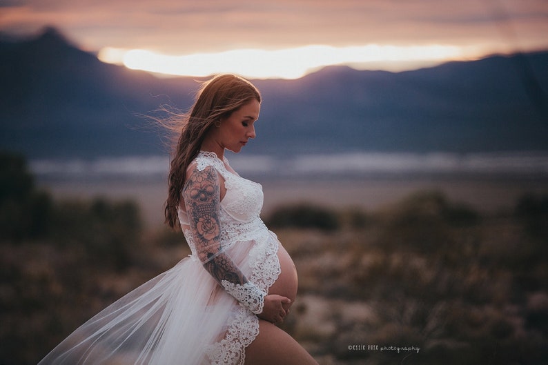 MATERNITY gown boudoir dress lace GOWN for pregnancy photo Etsy