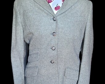 LAUREN by RALPH LAUREN Chaqueta de caza de lana de cordero de tweed verde, talla 8 para mujer