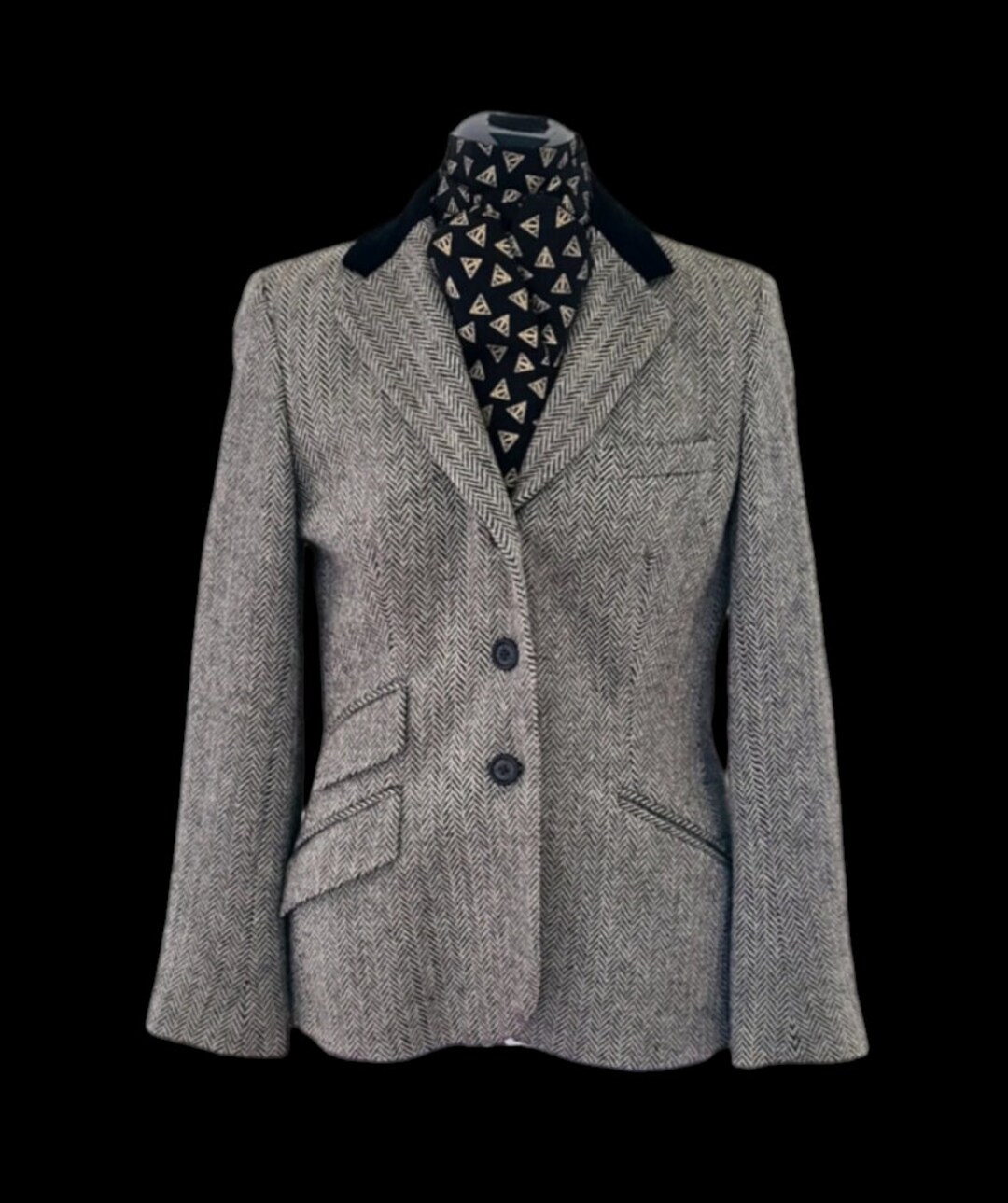 LAUREN by RALPH LAUREN Tan & Black Tweed Hunting Jacket, Size 8P Womans ...
