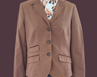 LAUREN by RALPH LAUREN Double Brown Tone Tweed Hunting Jacket, Size 6 womans.  New with tags!