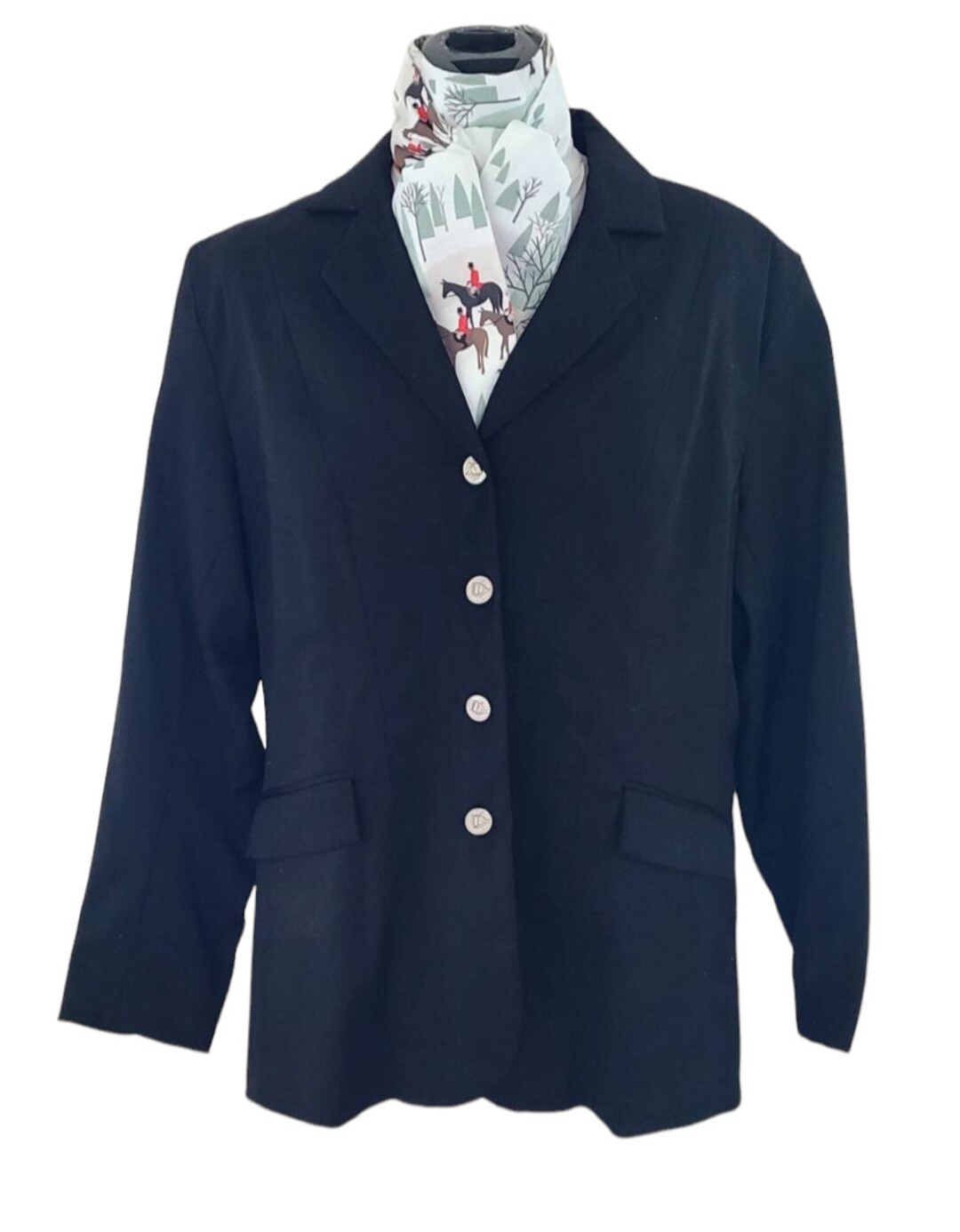 Veste De Chasse Anglaise Devon Aire - Bleu Marine Rayé - Laine - Taille 10 - Femme