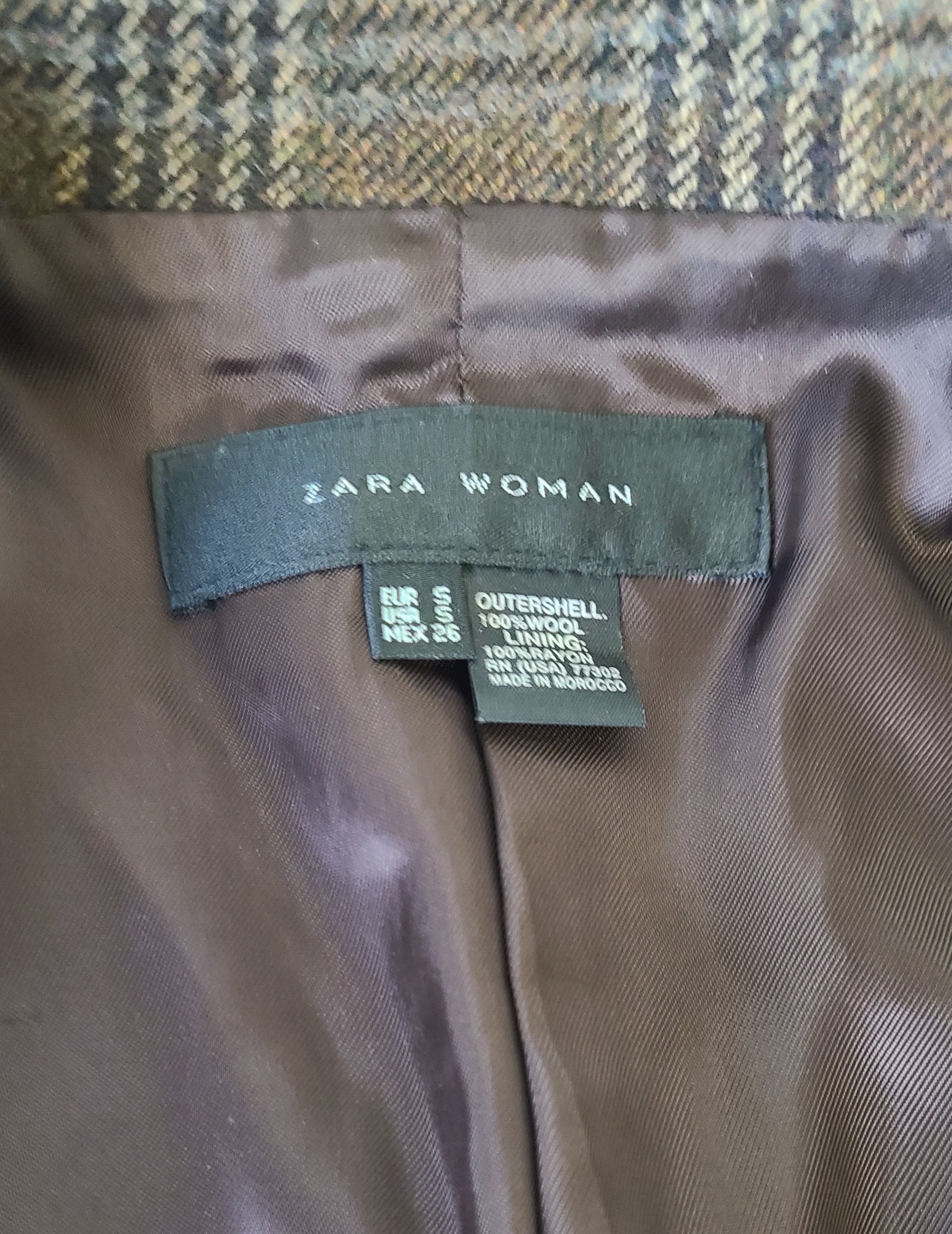 ZARA Brown Plaid Tweed Hunting Jacket, Woman's Size S/34 Chest Etsy