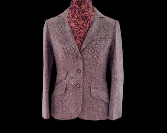 Chaqueta de caza de tweed marrón claro EXCLUSIVA de NAN ELLIOT, talla 7/8 para mujer