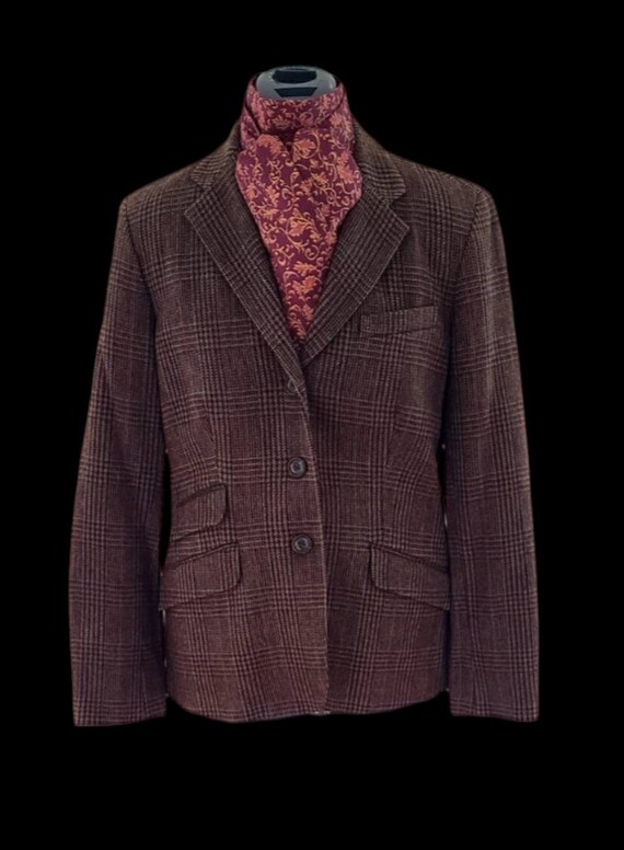 CHAPS DarkBrown Tweed Hunting Jacket, Size 10 woma