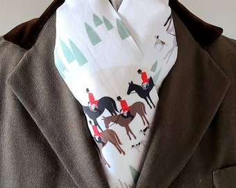 TRADITIONAL Shaped Stock Tie, Fox Hunters in Winter