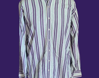 ESSEX Cotton Light Purple & Green Stripe Huntshirt, Size woman&#39;s 40