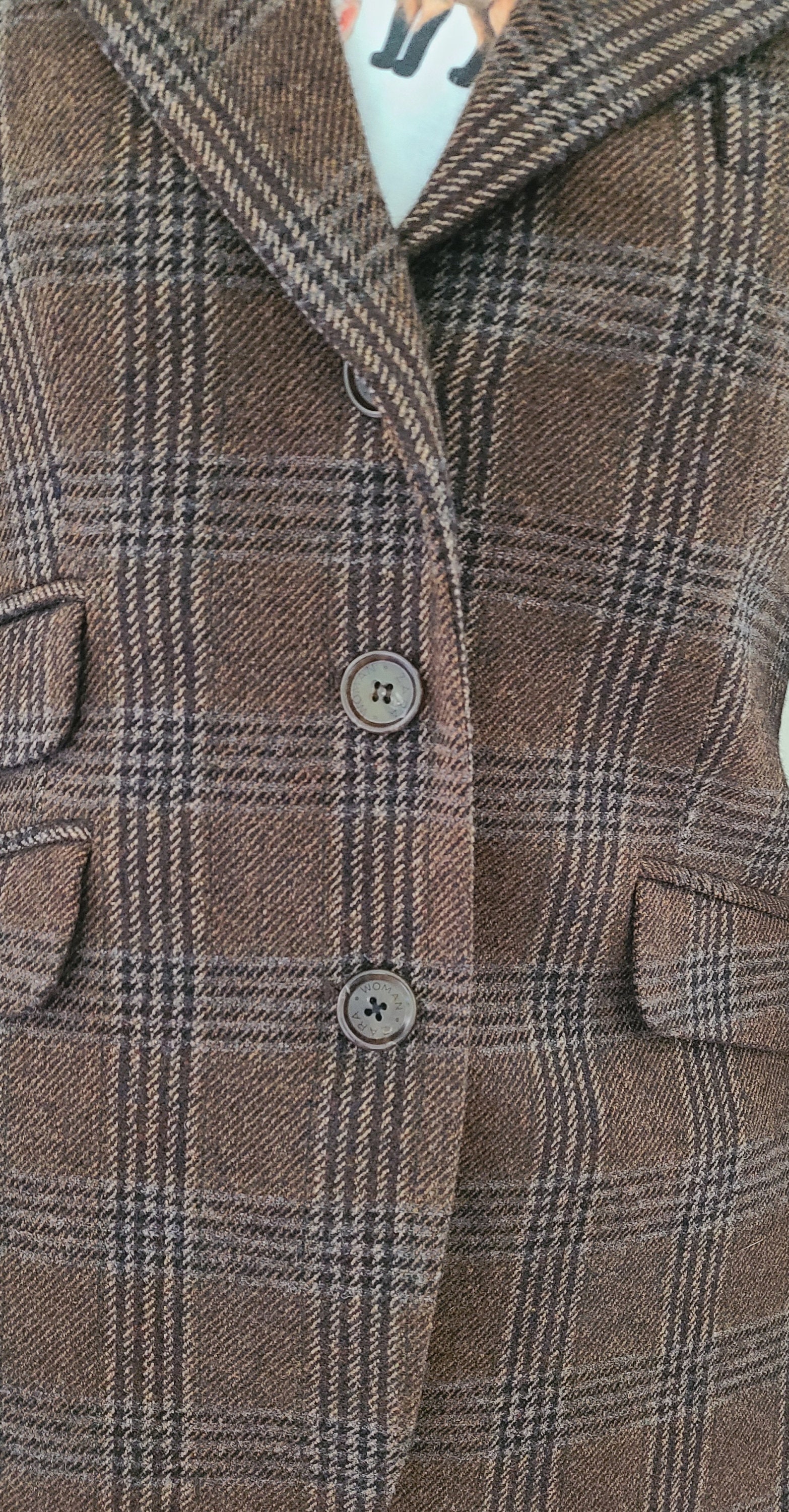 ZARA Brown Plaid Tweed Hunting Jacket, Woman's Size S/34 Chest Etsy
