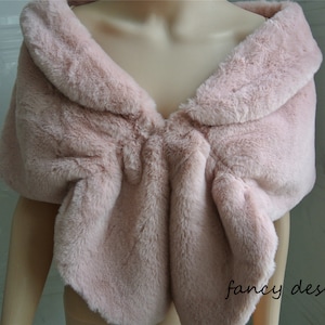 light pink faux fur bridal wrap Fur Wrap Bridal Faux Fur Stole bridal Fur Shawl Cape wedding faux fur wrap shrug