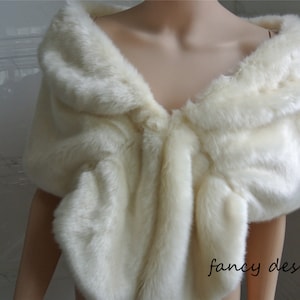 ivory cream faux fur bridal wrap Fur Wrap Bridal Faux Fur Stole bridal Fur Shawl Cape wedding faux fur wrap shrug