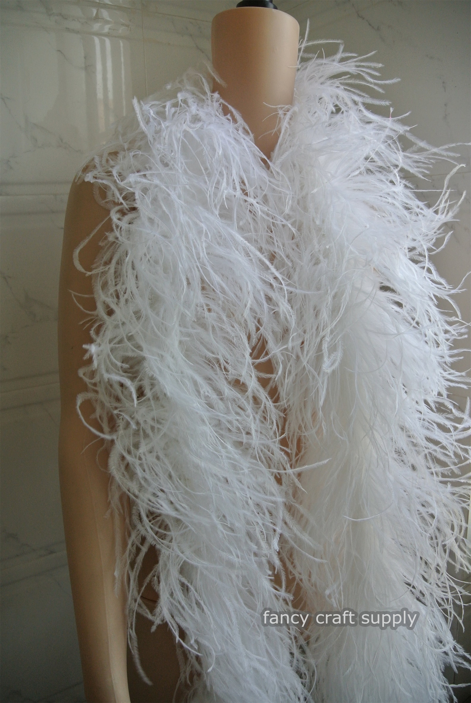 White OSTRICH Feather Boa 5 Ply Dancing Dress Wedding Crafting ...