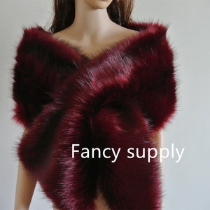 Dark burgundy faux fur bridal wrap Fur Wrap Bridal Faux Fur Stole bridal Fur Shawl Cape wedding faux fur wrap shrug very soft