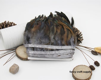 10 yards gray rooster feather trim fringe 4-5inch wide