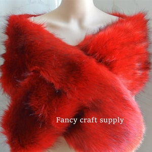 red with black tip faux fur bridal wrap Bridal Faux Fur Stole bridal Fur Shawl Cape wedding faux fur wrap shrug