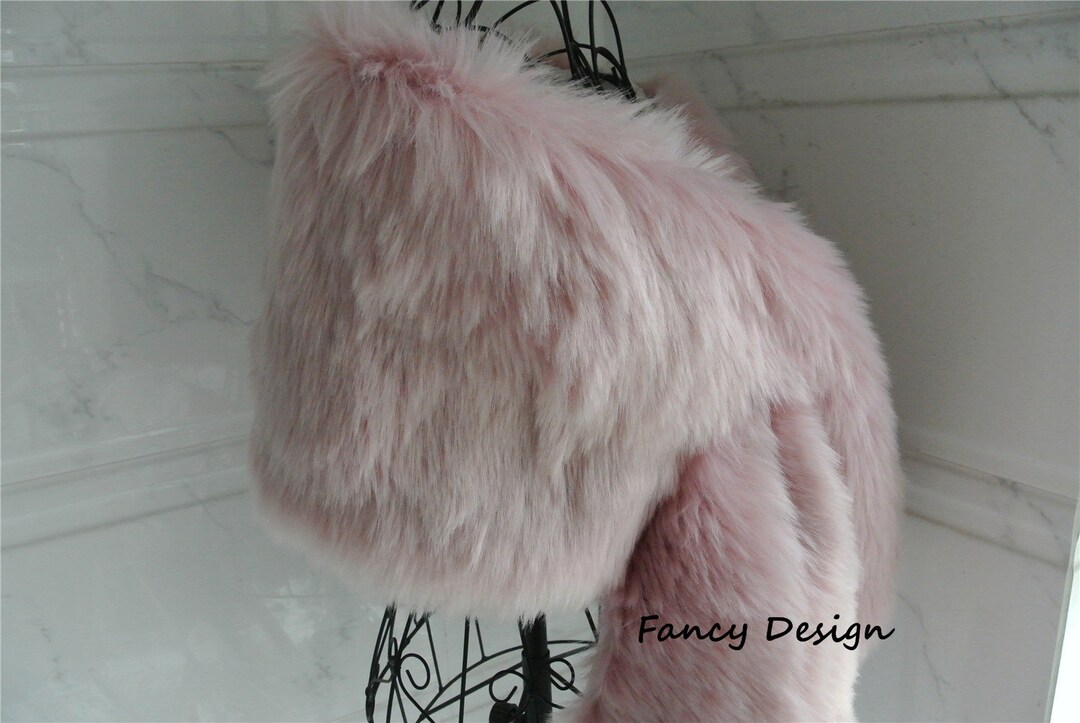 blush pink faux fur shawl