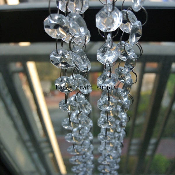 10 ft Crystal glass Beads Chain Octagon Beads Garland of Clear Chandelier Bead Lamp Chain,curtain,home garden wedding focus decoration
