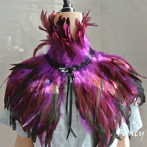 Purple feather cape Feathered collar feather cape gothic feather collar/gothic fashion Halloween Costume