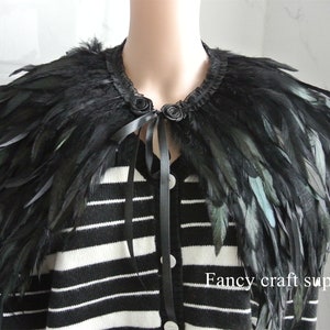 black feather cape Black Feathered collar feather cape gothic feather collar/gothic fashion Halloween Costume