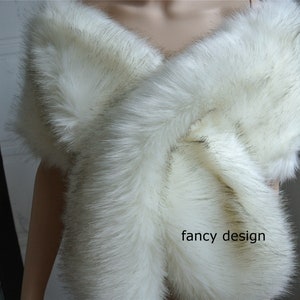 ivory with brown tip faux fur bridal wrap Bridal Faux Fur Stole bridal Fur Shawl Cape wedding faux fur wrap shrug