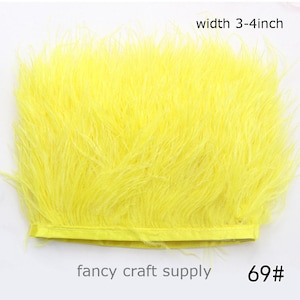 55 colors bright yellow ostrich feather trim fringe feather trimming 3-4inch wide 1 yards