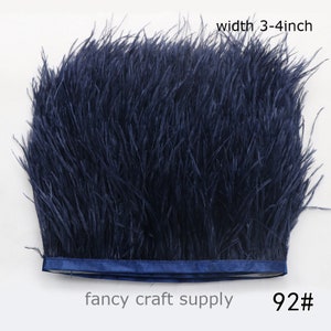 1 yard navy blue deep blue ostrich feather trim fringe feather trimming 3-4inch wide 55 colors