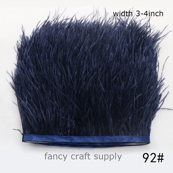 1 yard navy blue deep blue ostrich feather trim fringe feather trimming 3-4inch wide 55 colors for you select