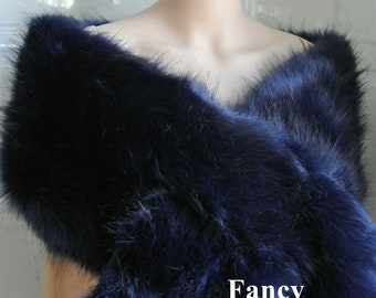 navy blue faux fur bridal wrap Bridal Faux Fur Stole bridal Fur Shawl Cape wedding faux fur wrap shrug