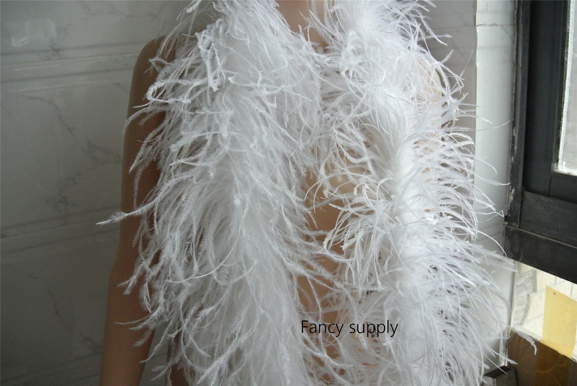 White OSTRICH Feather Boa 5 Ply Dancing Dress Wedding Crafting Halloween  Custom Supply 