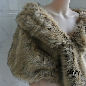 brown faux fur bridal wrap Fur Wrap Bridal Faux Fur Stole bridal Fur Shawl Cape wedding faux fur wrap shrug