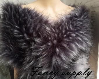 dark gray faux fur bridal wrap Fur Wrap Bridal Faux Fur Stole Fur Shawl Cape wedding faux fur wrap shrug