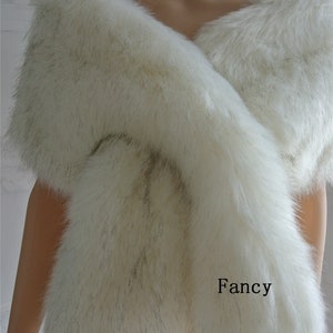 white with brown tip faux fur bridal wrap Fur Wrap Bridal Faux Fur Stole bridal Fur Shawl Cape wedding faux fur wrap shrug
