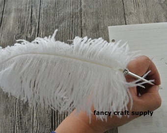 2 uds. Bolígrafo de plumas de boda blanco de 22 colores, bolígrafo de boda de color dorado, pluma de avestruz, libro de invitados