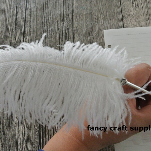 2 pcs 22 colors white Wedding feather ballpoint pen Gold color wedding pen ostrich Feather pen guest book pen