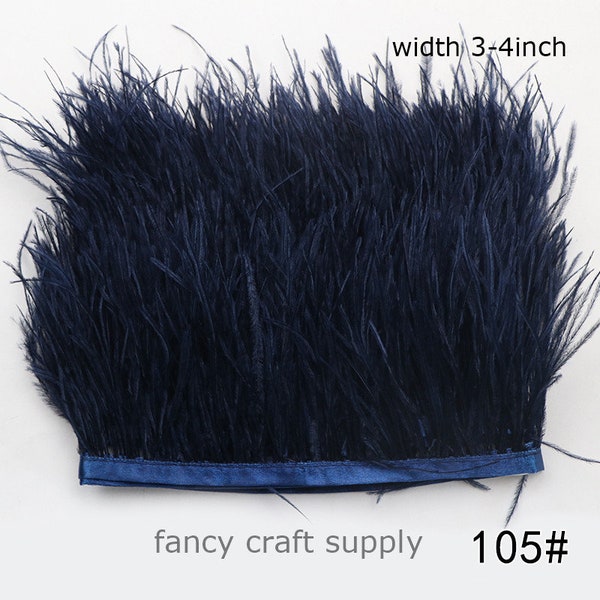 1 yard deep blue navy blue ostrich feather trim fringe feather trimming 3-4inch wide 55 colors for you select