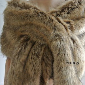 brown faux fur bridal wrap Fur Wrap Bridal Faux Fur Stole bridal Fur Shawl Cape wedding faux fur wrap shrug
