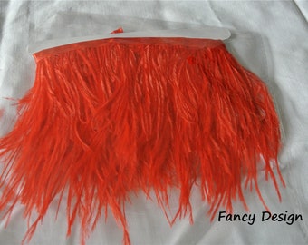 5 yards red ostrich feather trimming fringe ostrich feather trim feather fringe